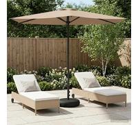 Garden Parasol Rectangular Taupe 270x270cm Polyester Pop-Up UV Vent 6-Rib Locks