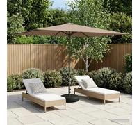 Garden Parasol Rectangular Taupe 290x190cm Polyester UV Vent Pop-Up with base UV