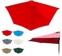 Garden Parasol Replacement Canopy - 2.7m 3.0m 5Arms Outdoor Half Top Cover, 180g UV Protection Polyester Fabric(Red,2.7m/9ft)