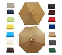 Garden Parasol Replacement Canopy Waterproof, 2m 2.30m 2.7m 3.0m Replacement Parasol Canopy Cover for Patio Pool Outdoor, Anti-UV Strong Sunshade Umbrella Cloth for 6/8 Ribs(Khaki,2.30m/6 Arms)