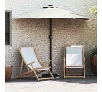 Garden parasol Sand 294x150x224cm Polyester & Steel Collapsible Solar LED Manual