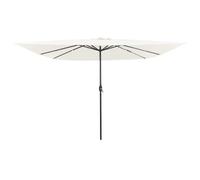 Garden parasol Sand 295x295cm polyester steel LED lights collapsible sunshade XL