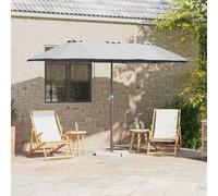 Garden Parasol Sand 370x197cm Polyester Aluminium Foldable Manual Crank UV Shade