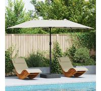 Garden Parasol Sand 385x209x244cm Polyester Steel Foldable Manual Crank Outdoor