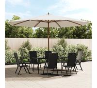 Garden Parasol Sand 400x273cm Polyester Canopy Hardwood Pole 8-Rib Vent UV rated