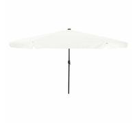 Garden Parasol Sand & Anthracite Polyester 395x395cm Round LED Patio Umbrella UV