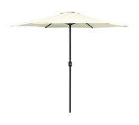 Garden Parasol Sand White 270x246cm Polyester Canopy Aluminium Pole Crank 6-Rib