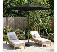 Garden Parasol Solar LED Lights Base 269 x 269 x 235 cm Black Polyester