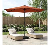 Garden Parasol Solar LED Lights Base 296 x 296 x 235 cm Terracotta Polyester