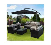 Garden Parasol Sun Shade Patio Banana Cantilever Hanging Umbrella 3m Black