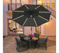 Garden Parasol Sun Umbrella 2.7m Patio Summer Tilt Top Vent LED Solar Light