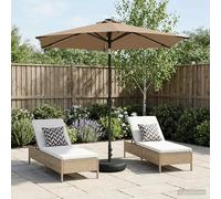 Garden Parasol Taupe 226x226cm Polyester Solar LED Tilt UV with 40kg Base Plus.