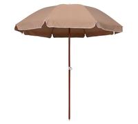 Garden Parasol Taupe 240cm Round UV-Proof Polyester Canopy Steel Pole 8-Rib Wood