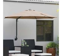 Garden Parasol Taupe 248x248cm Polyester Steel Cantilever Tilt Manual Canopy XL