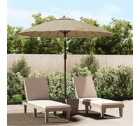 Garden Parasol Taupe 270cm Fabric Aluminium Pole Crank 24 Ribs UV Protect UV50+