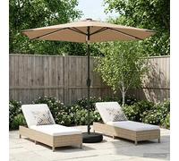Garden Parasol Taupe 270x270cm Polyester UV Solar LED Tilt with Base 6-rib 40kg