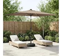 Garden Parasol Taupe 2x3m Polyester Solar LED Tilt UV Protection Sandbag Base XL