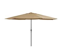 Garden Parasol Taupe 390cm Polyester Canopy Metal Pole 8-Rib Crank UV-Protective