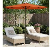 Garden Parasol Terracotta 270x270cm Polyester Rectangular UV Vent Pop-upWithBase