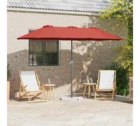 Garden Parasol Terracotta 370x197x239cm Polyester & Aluminium Foldable Manual.