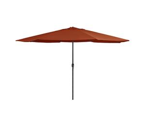 Garden parasol Terracotta 390cm polyester metal pole crank vent with 8 ribs UV50