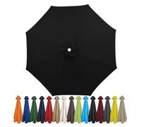 Garden Parasol Umbrella 4m/3.5m/3m/2.7m/2.5m/2.3m/2m Patio Outdoor Sun Shade Replacement Canopy 6 Arms/8Arms for Beach Pool Lawn Backyard Deck Waterproof UV 50+ (Black,8ribs:2.5M/8.2ft)