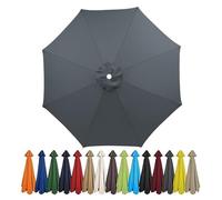 Garden Parasol Umbrella 4m/3.5m/3m/2.7m/2.5m/2.3m/2m Patio Outdoor Sun Shade Replacement Canopy 6 Arms/8Arms for Beach Pool Lawn Backyard Deck Waterproof UV 50+ (Grey-A,6ribs:2.7M/8.8ft)