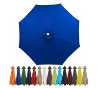 Garden Parasol Umbrella 4m/3.5m/3m/2.7m/2.5m/2.3m/2m Patio Outdoor Sun Shade Replacement Canopy 6 Arms/8Arms for Beach Pool Lawn Backyard Deck Waterproof UV 50+ (Blue,8ribs:2M/6.5ft)