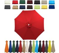 Garden Parasol Umbrella 4m/3.5m/3m/2.7m/2.5m/2.3m/2m Patio Outdoor Sun Shade Replacement Canopy 6 Arms/8Arms for Beach Pool Lawn Backyard Deck Waterproof UV 50+ (Red,8ribs:2M/6.5ft)