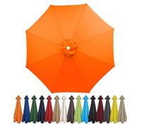 Garden Parasol Umbrella 4m/3.5m/3m/2.7m/2.5m/2.3m/2m Patio Outdoor Sun Shade Replacement Canopy 6 Arms/8Arms for Beach Pool Lawn Backyard Deck Waterproof UV 50+ (Orange,8ribs:2M/6.5ft)