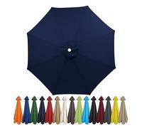 Garden Parasol Umbrella 4m/3.5m/3m/2.7m/2.5m/2.3m/2m Patio Outdoor Sun Shade Replacement Canopy 6 Arms/8Arms for Beach Pool Lawn Backyard Deck Waterproof UV 50+ (Navy blue,6ribs:2.3M/7.5ft)