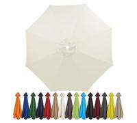Garden Parasol Umbrella 4m/3.5m/3m/2.7m/2.5m/2.3m/2m Patio Outdoor Sun Shade Replacement Canopy 6 Arms/8Arms for Beach Pool Lawn Backyard Deck Waterproof UV 50+ (White,6ribs:2.5M/8.2ft)