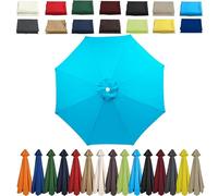 Garden Parasol Umbrella 4m/3.5m/3m/2.7m/2.5m/2.3m/2m Patio Outdoor Sun Shade Replacement Canopy 6 Arms/8Arms for Beach Pool Lawn Backyard Deck Waterproof UV 50+ (Lake blue,8ribs:3.0M/9.8ft)