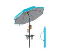 Garden Parasol UPF 50+ Sun Protection 30° Double-Side Tilt, Blue