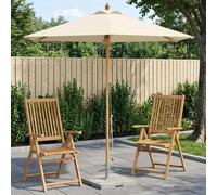 Garden Parasol UV Resistant 240 x 237 cm Cream Solid Eucalyptus Wood