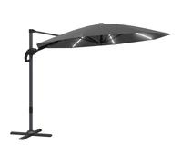 Garden Parasol w/ Lights, Crank Handle & Cross Base 3 m
