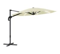Garden Parasol w/ Lights, Crank Handle & Cross Base 3 m