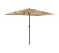 Garden Parasol with LEDs and Steel Outdoor Umbrella Parasol Pole Brown vidaXL