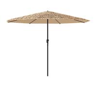 Garden Parasol with LEDs and Steel Outdoor Umbrella Parasol Pole Brown vidaXL