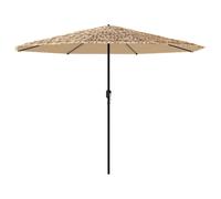 vidaXL Garden Parasol with LEDs and Steel Pole Brown 324x324x247 cm