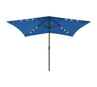 Garden Parasol with LEDs and Steel Pole Azure Blue 2x3 m