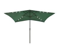Garden Parasol with LEDs and Steel Pole Green 2x3 m