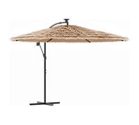 Garden Parasol with LEDs and Steel Pole Patio Outdoor Umbrella Brown vidaXL