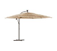 Garden Parasol with LEDs and Steel Pole Patio Outdoor Umbrella Brown vidaXL