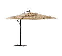 Garden Parasol with LEDs and Steel Pole Patio Outdoor Umbrella Brown vidaXL