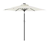 Garden Parasol White 225x225x212cm 100%Polyester Steel Pole 38mm Crank Tilt LEDs