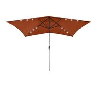 Parasol with LEDs and Steel Pole Outdoor Umbrella Canopy Sun Shelter vidaXL