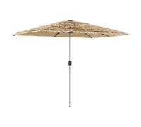 vidaXL Brown Straw Top Garden Parasol with Steel Pole 3m - Size: 250 x 300 x 200cm - Wilko