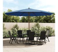 Garden Parasol with Wooden Pole Azure Blue 400x273 cm
