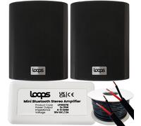 Garden Party BBQ Outdoor Speaker Kit Wireless Mini Stereo Amp & 2x 4" 70W Black Speakers